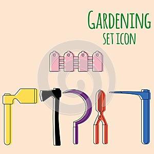 Set of gardening tool icons Vector