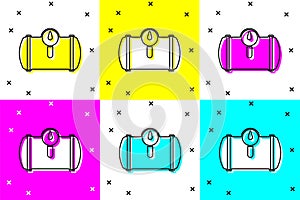 Set Gas tank for vehicle icon isolated on color background. Gas tanks are installed in a car. Vector
