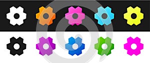 Set Gear icon isolated on black and white background. Cogwheel gear settings sign. Cog symbol. Vector Illustration