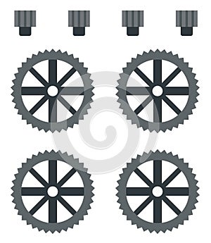 Set of gear reducers for quadcopter vector illustration in a flat design