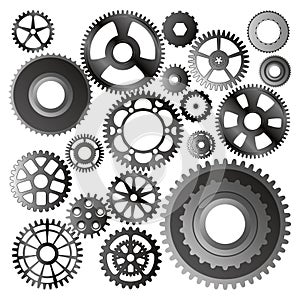 Set of gear wheels vector