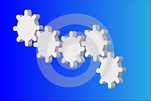 Set of Gears Interconnected  3 Dimensional Illustration Icon