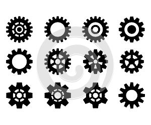 Set of the gears. Steampunk. Black gear wheels icons. Cog wheels. Vector illustration