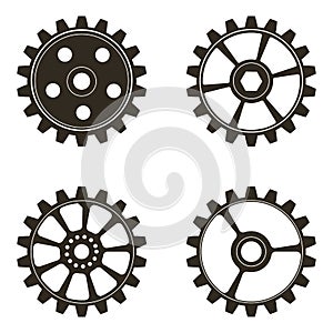 Set of gears on white background