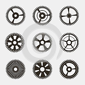 Set of gears on white background