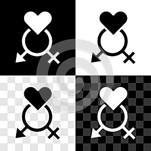 Set Gender icon isolated on black and white, transparent background. Symbols of men and women. Sex symbol. Vector