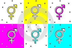 Set Gender icon isolated on color background. Symbols of men and women. Sex symbol. Vector