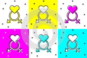 Set Gender icon isolated on color background. Symbols of men and women. Sex symbol. Vector