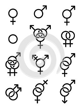 Set of gender symbols. Sexual identity icons