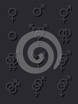 Set of gender symbols. Sexual identity icons