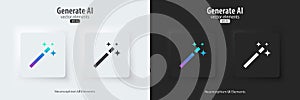 Set of generative AI square buttons. Press the button to create ideas. Neumorphism design style for apps, websites, and Interfaces