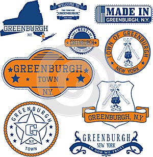 Set of generic stamps and signs of Greenburgh, NY