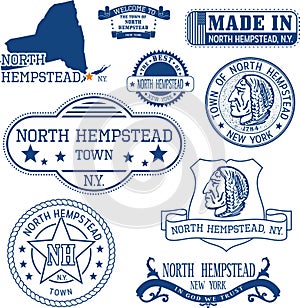 Set of generic stamps and signs of North Hempstead, NY