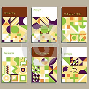 Set of geometric covers. Collection of cool vintage covers. Abstract shapes compositions. vector illustration