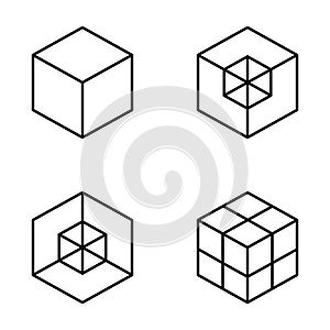 set of geometric cube. Fashion graphic design. Vector illustration. Background design. Optical illusion 3D. Modern stylish abstrac