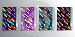 Set of geometric design backgrounds with colorful lines and circles for flyer, poster, brochure cover, typography or