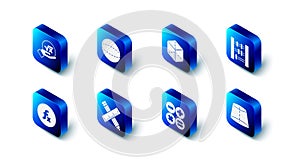 Set Geometric figure Sphere, Cube, Abacus, Calculator, Crossed ruler and pencil, Function mathematical symbol and Square