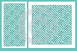 Set geometric ornament template. card for laser cutting.