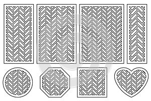 Set geometric ornament template. card for laser cutting. decorative design element. circular pattern.