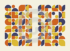 Set of geometric pattern backgrounds. Bauhaus trendy style.