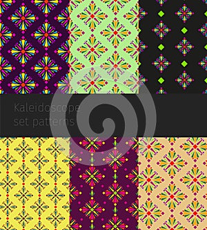 Set of geometric pattern kaleidoscope, print for clothing and textiles