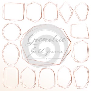 Set of geometric pink gold frame, Decorative element for wedding card, Invitations and logo.