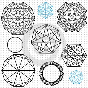 A set of geometric polygon shapes