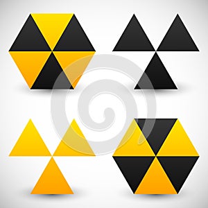 Set of geometric radiation sign icons. 4 version.