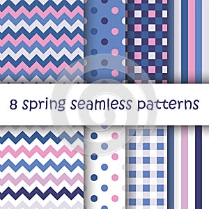Set of Geometric Seamless Pattern in pastel colors
