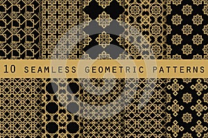 Set of 10 geometric seamless pattern. The pattern for wallpaper, tiles, fabrics and designs.