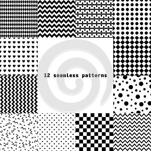 Set of geometric seamless patterns. Abstract geometric patterns. Vector illustration.