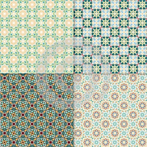 Set of geometric seamless patterns, backgrounds