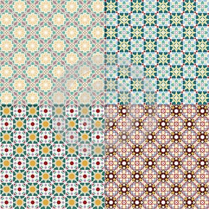 Set of geometric seamless patterns, backgrounds