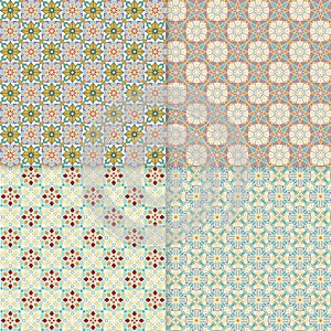 Set of geometric seamless patterns, backgrounds