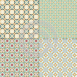 Set of geometric seamless patterns, backgrounds