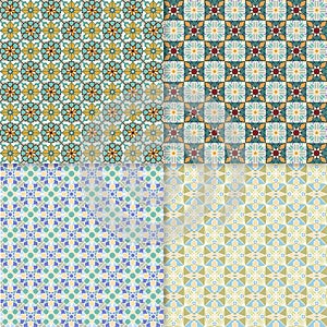 Set of geometric seamless patterns, backgrounds