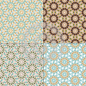 Set of geometric seamless patterns, backgrounds