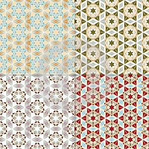 Set of geometric seamless patterns, backgrounds