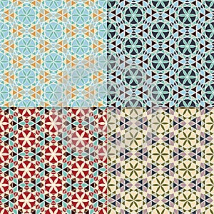 Set of geometric seamless patterns, backgrounds