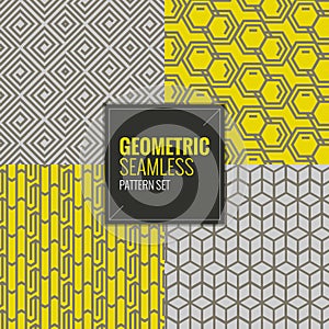 Set of geometric seamless patterns set vector illustration