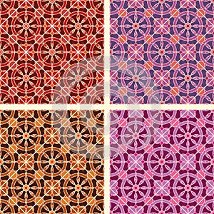 Set of geometric seamless patterns. Vector background.