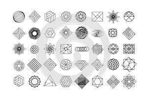 Set of geometric shapes. Trendy hipster background and logotypes. Religion, philosophy, spirituality, occultism symbols