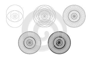 Set of geometrical elements and shapes. Sacred Geometry Vesica Piscis development and evolution. photo