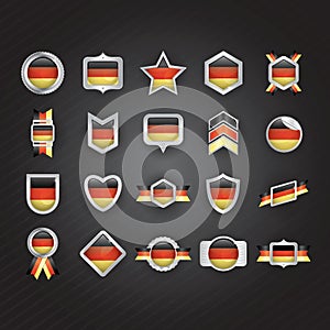 set germany flag button and sticker icons. Vector illustration decorative design