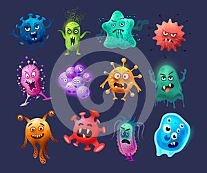 Set Of Germs Virus and Bacteria Characters