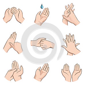 a set of gestures. instructions for hand washing