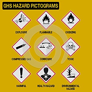 Set of GHS pictograms on transparent background photo