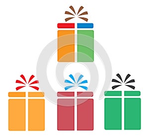 Set gift box icon on white background.