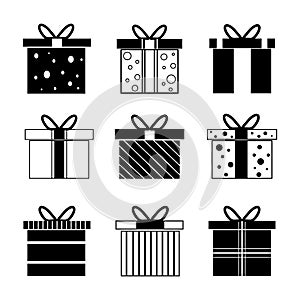 Set of gift box. Vector present icon on white background