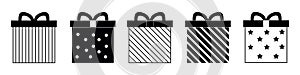 Set of gift box. Vector present icon on white background